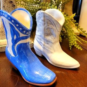 Blue and Whit Cowboy Boots Ceramic 2 Piz
